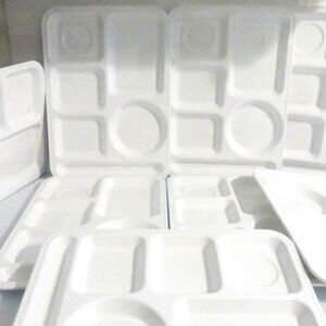 8x WHITE Texas Ware Melamine Ware DINNER TRAYS Vintage Serving Tray TV DINNER